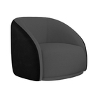 Poltrona Giratória 87cm Heidi Courino Preto | Veludo Cinza -